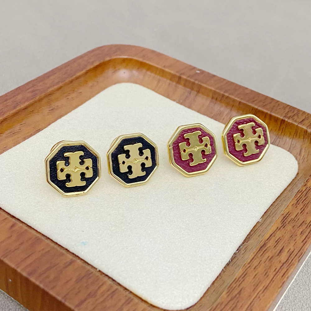 Tory Burch Trendy Two Tone Resin Octagonal Earrings